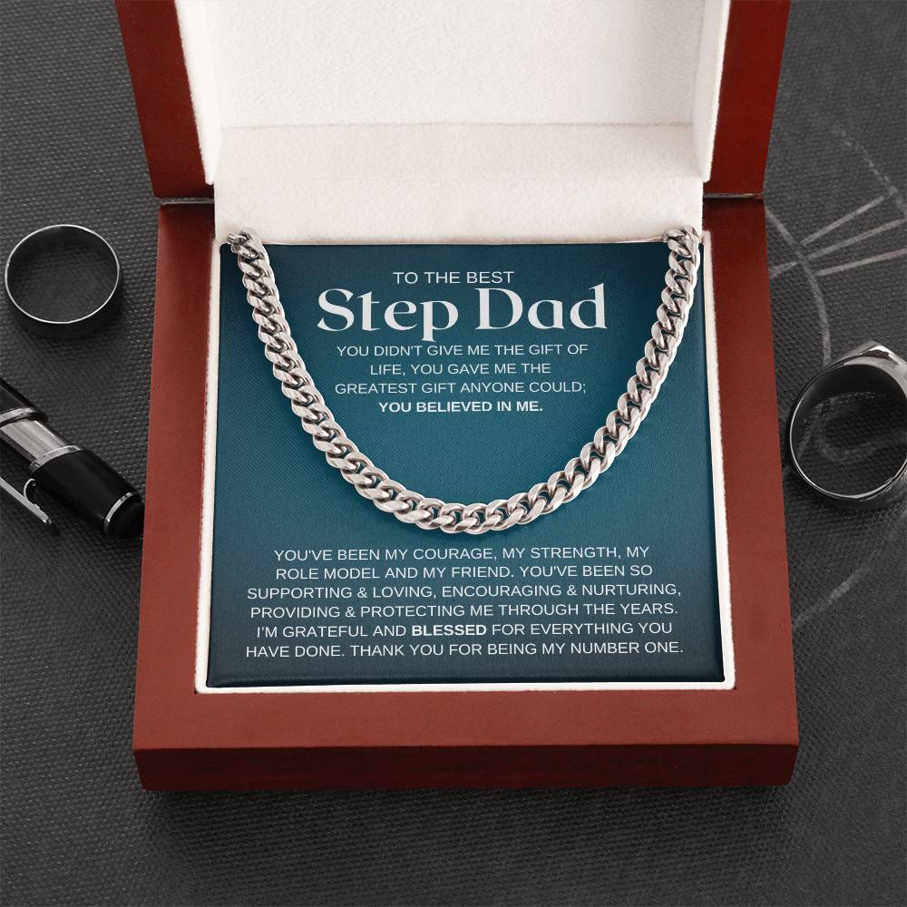 To My Step Dad Cuban Chain Necklace Gift For Step Dad Fathers Day Gift Stepdad Birthday Gift Cuban Link Chain
