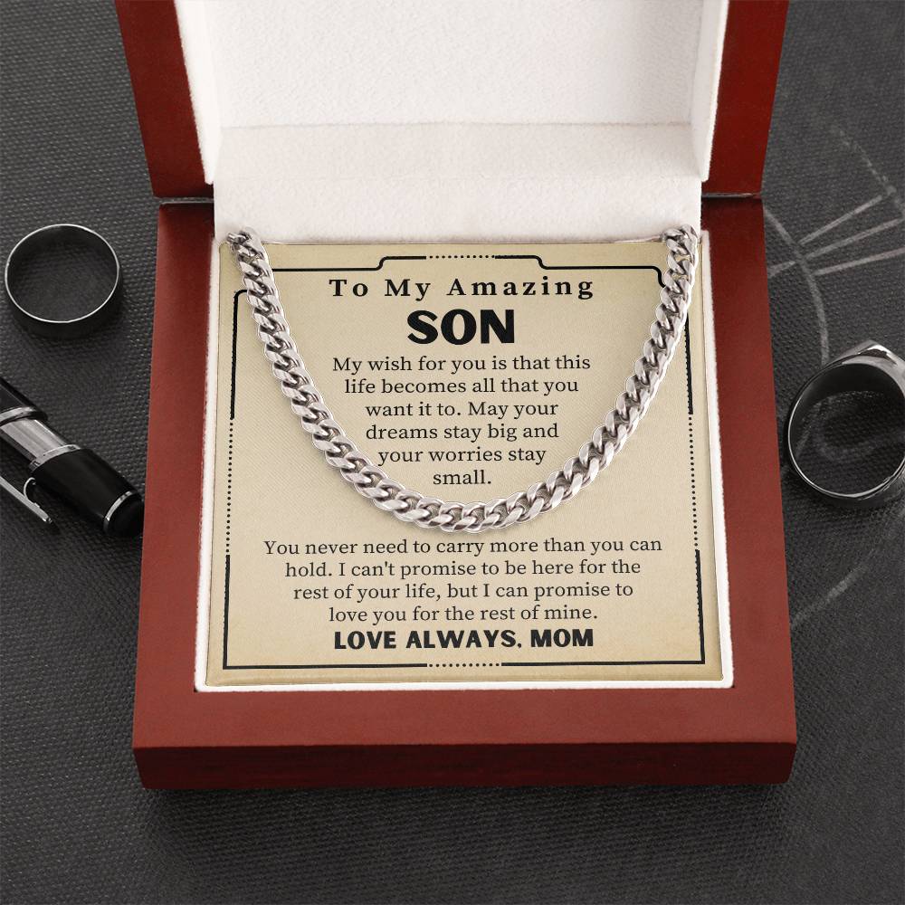 Gift For Son From Mom To My Amazing Son Necklace Cuban Link Chain