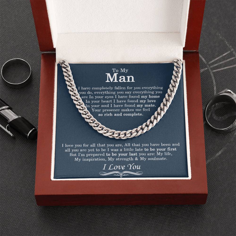 To My Man Chain Necklace Men Chain Necklace Sentimental Gift For Husband Boyfriend Anniversary Gift Valentine Gift Cuban Link Chain