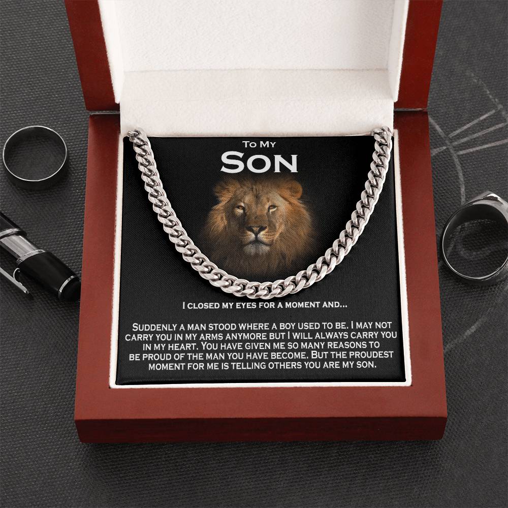 To My Son  Solid Cuban Chain Necklace Cuban Link Chain