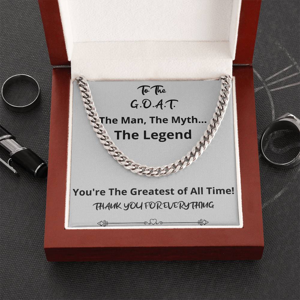 The G.O.A.T. Cuban Chain Fathers Day Birthday Christmas Gift For Men From Daughter Son Wife Girlfriend Cuban Link Chain