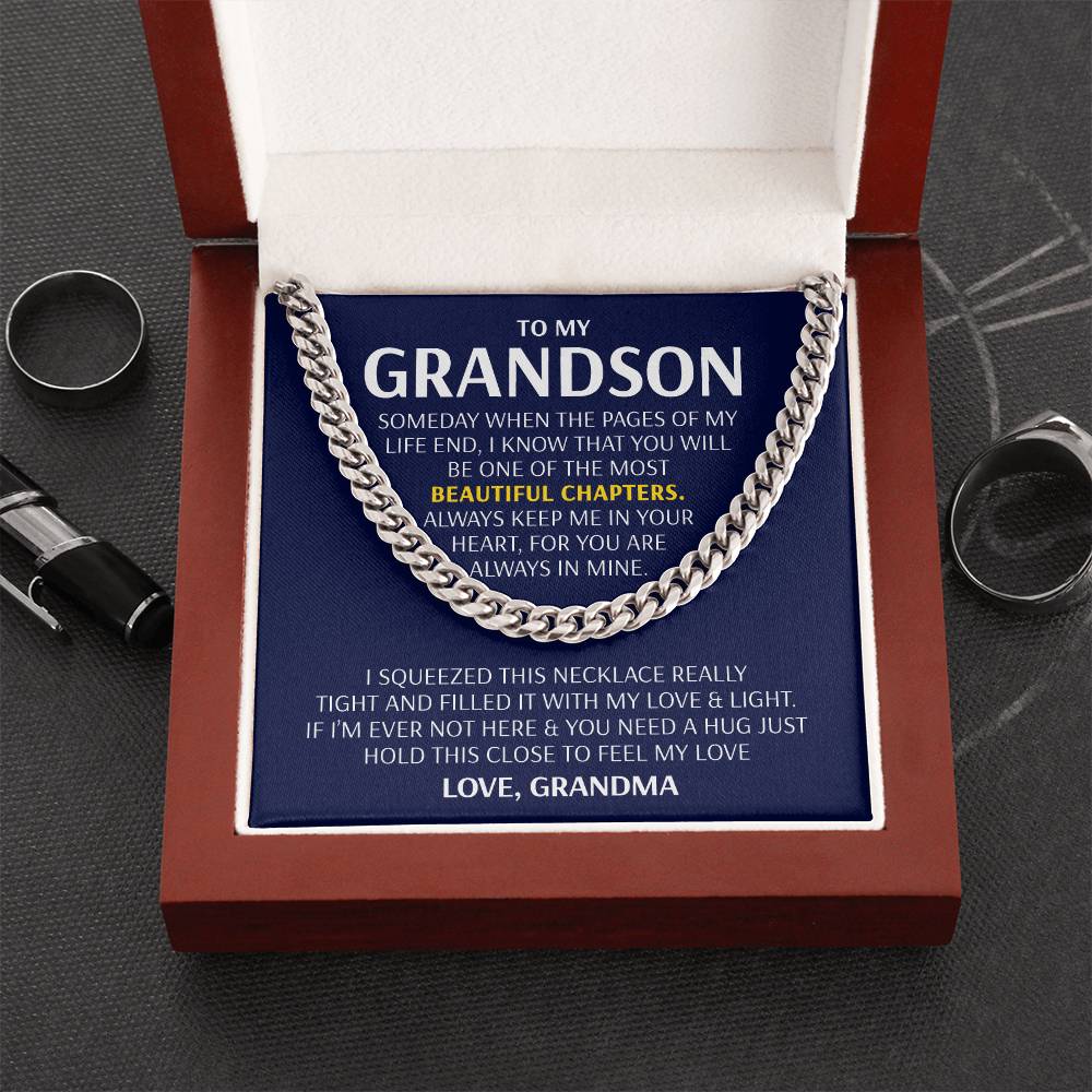 To My Grandson - Beautiful Chapters  Cuban Link Chain Necklace