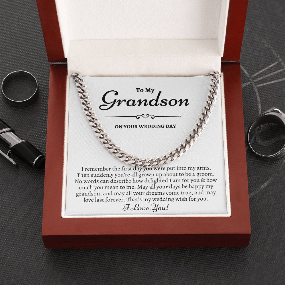 Grandson Wedding Day Gift Gift For Groom From Grandma To My Grandson On His Wedding Day Cuban Link Chain Heartfelt Gif