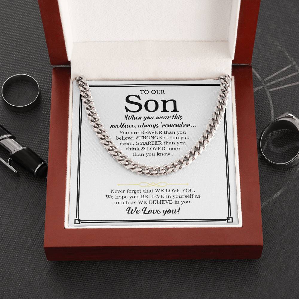 To Our Son Chain Necklace Gift For Son From Parents Son Birthday Son Graduation Gift Cuban Link Chain