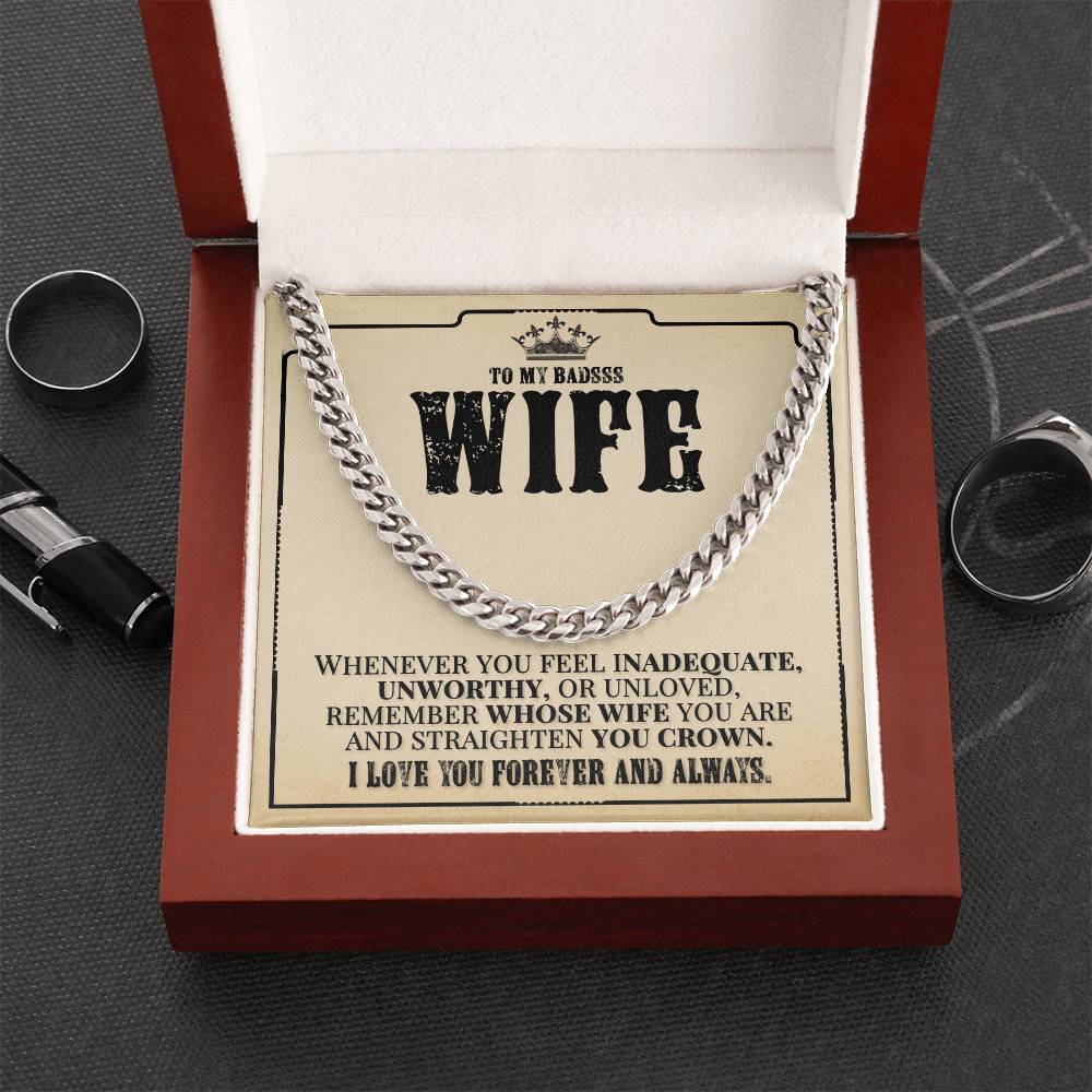 To My Badass Wife - Remember Whose Wife You Are - Cuban Link Chain Necklace