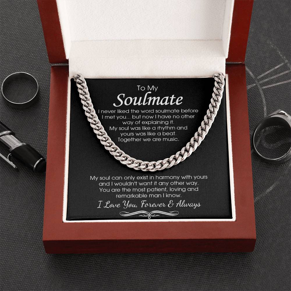 To My Soulmate Cuban Chain Necklace Romantic Gifts For Him Valentine Gift For Boyfriend Husband Cuban Link Chain