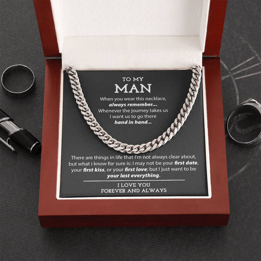 To My Man Necklace Promise Necklace For Him Anniversary Gift For Boyfriend Husband Cuban Link Chain