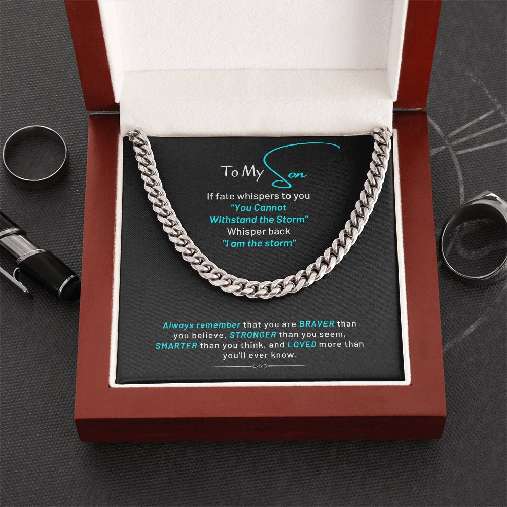 To My Son I Am The Storm Cuban Chain Link Necklace Cuban Link Chain