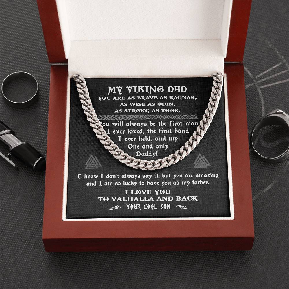 To My Viking Dad Cuban Chain Necklace For Dad Viking Gift For Dad From Son Dad Birthday Father's Day Gift Cuban Link Chain
