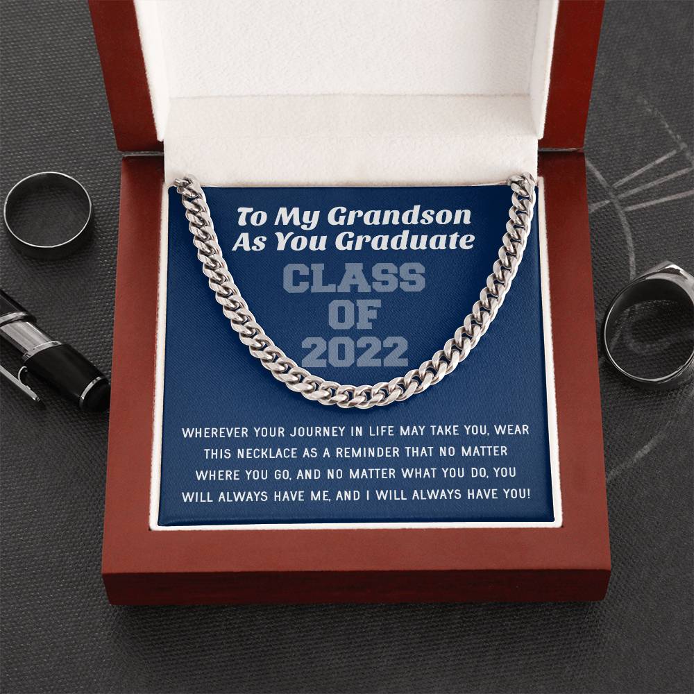 Grandson Graduation Class Of 2022 High School Graduation College Graduation Gift For Grandson Mens Gold Cuban Link Cha Cuban Link Chain