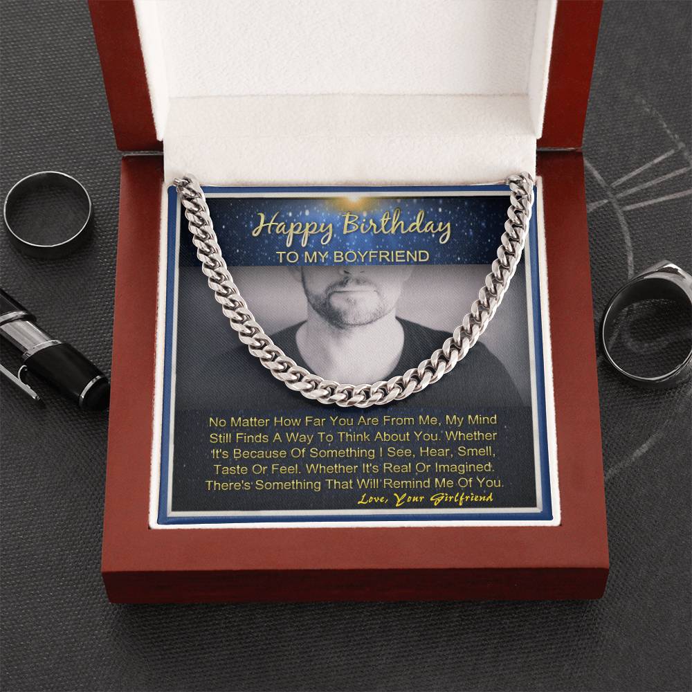 Happy Birthday To My Boyfriend Gifts For Him Cuban Link Necklace Message Card Cuban Link Chain