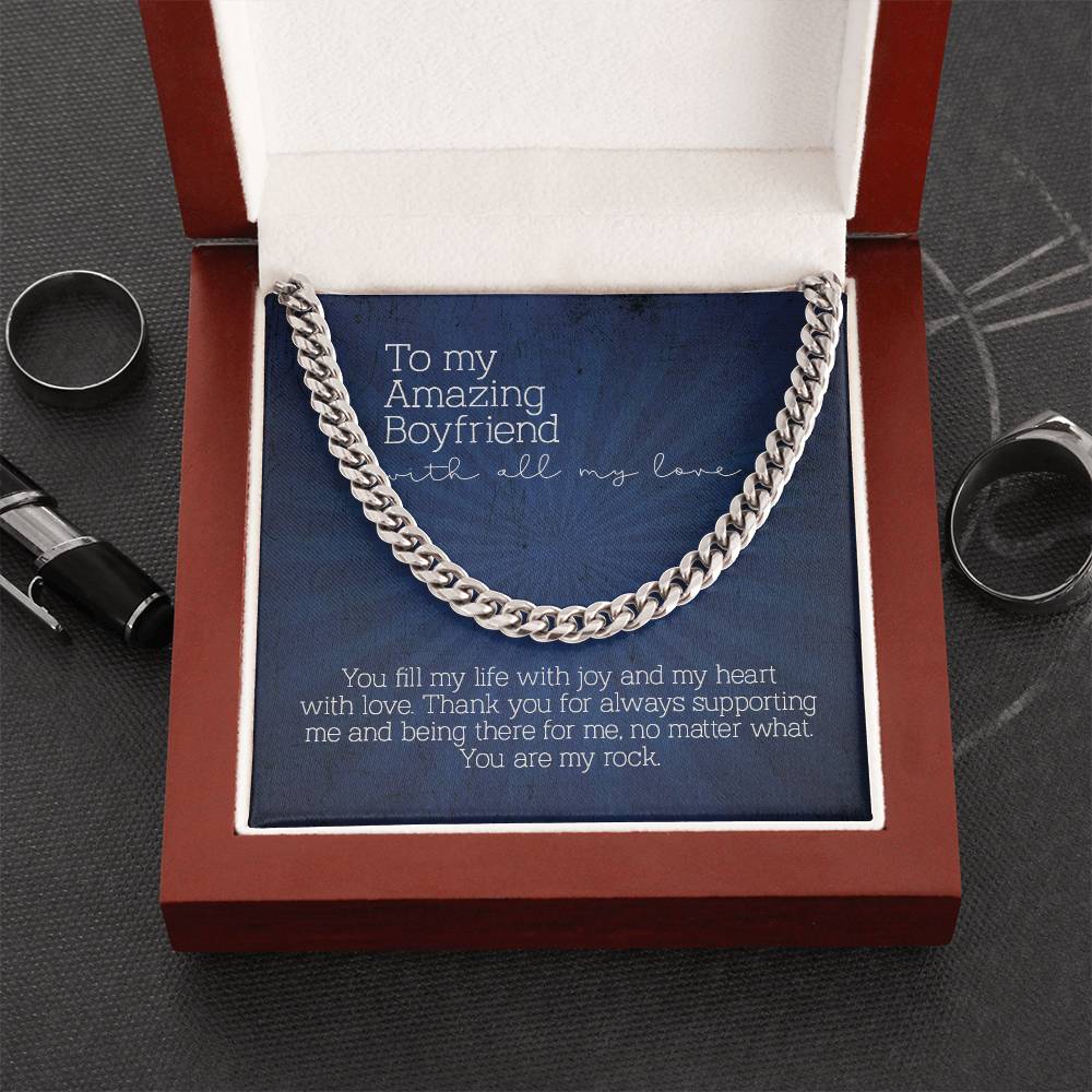 To My Amazing Boyfriend Cuban Link Chain Necklace From Girlfriend Gift For Him