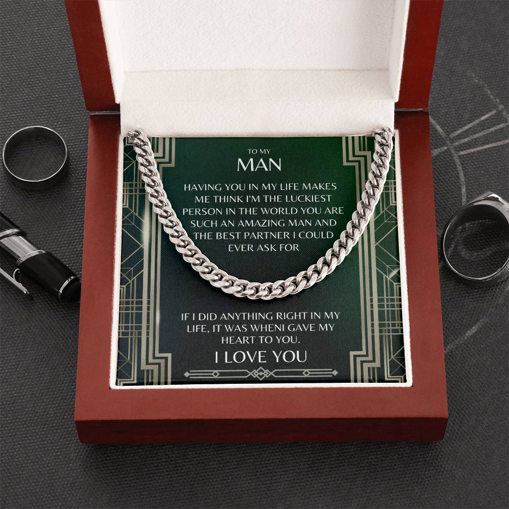 I Gave My Heart To You Cuban Link Chain Necklace Prism Edition