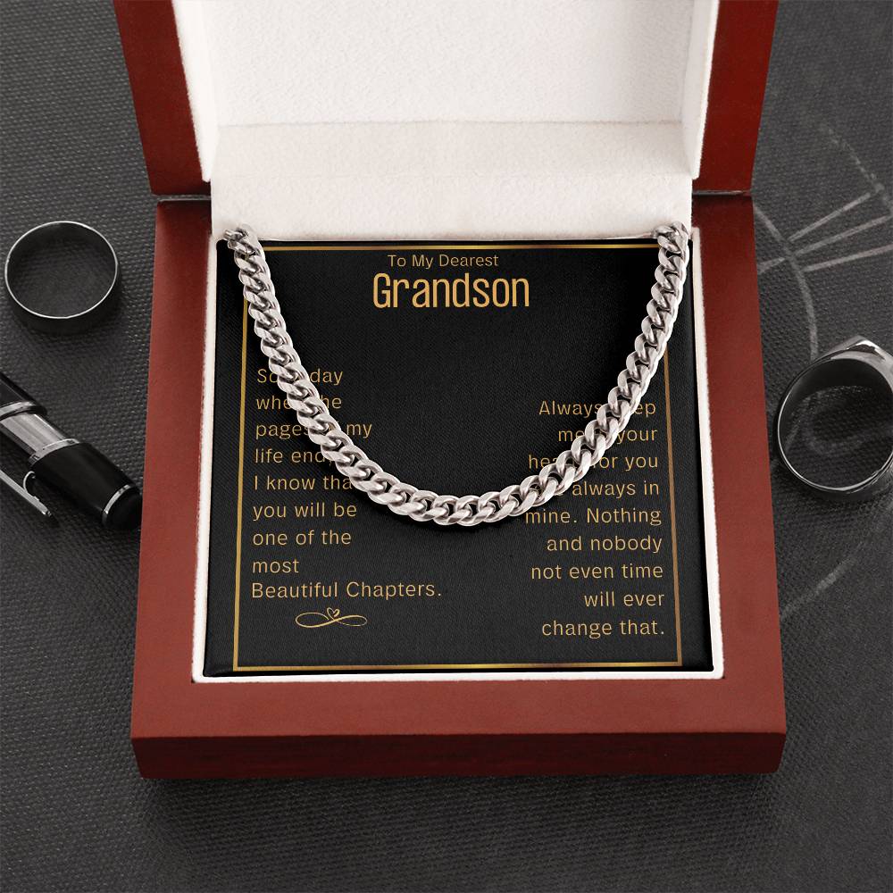 Grandson Cuban Chain Jewelry Necklace For Grandson Keepsake Gifts For Grandsons Personalized Gifts For Grandson Christ Cuban Link Chain