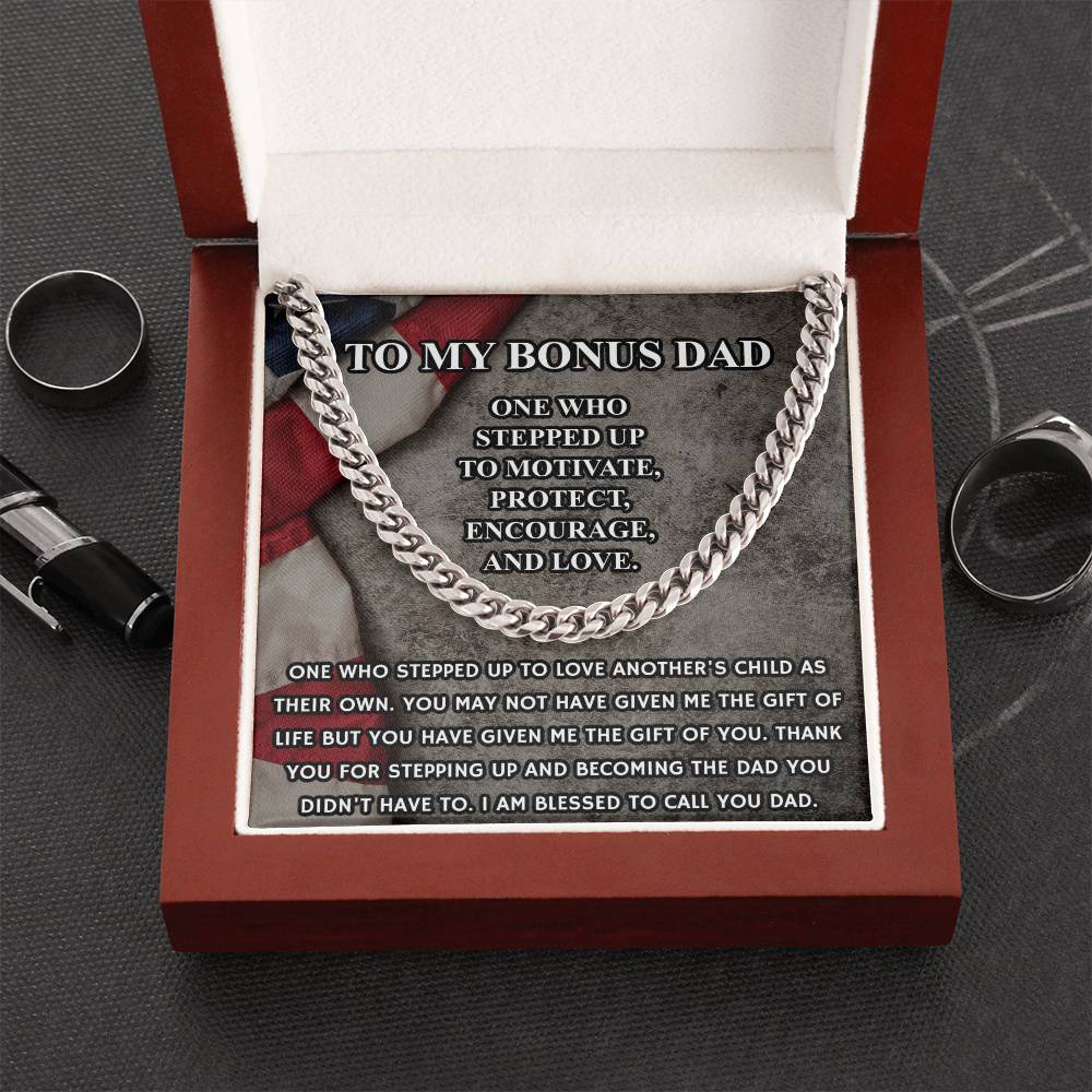 Step Dad Gift From Step Daughter Bonus Dad Gift From Bonus Son Fathers Day Sentimental Military Gift For Stepped Up Da Cuban Link Chain