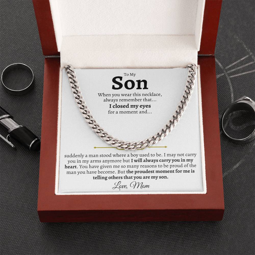 To My Son Chain Necklace Necklace For Son From Mom Gift For Him Birthday Graduation Cuban Link Chain