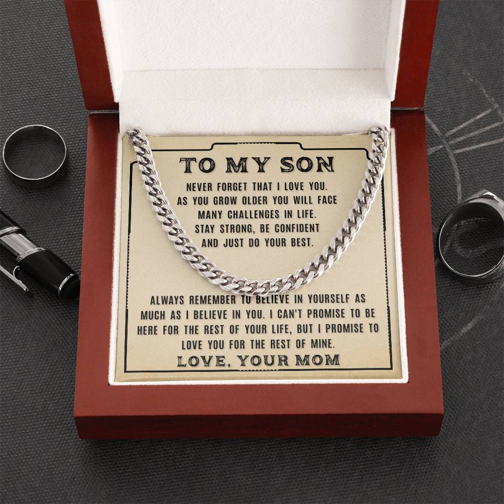 To My Son - Never Forget That -  Cuban Link Chain Necklace