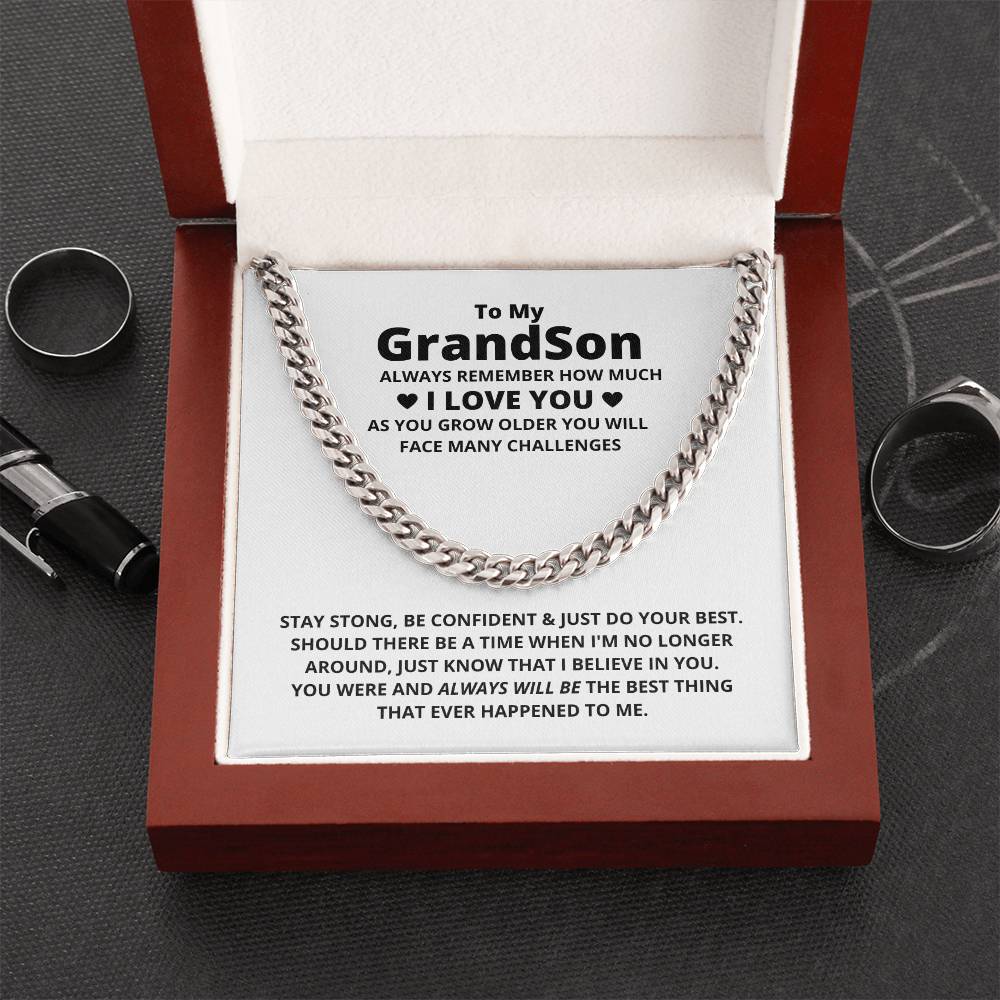 To My Grandson Necklace Christmas Gifts For Grandson Cuban Link Chain Grandson Christmas Grandson Gifts From Grandma A