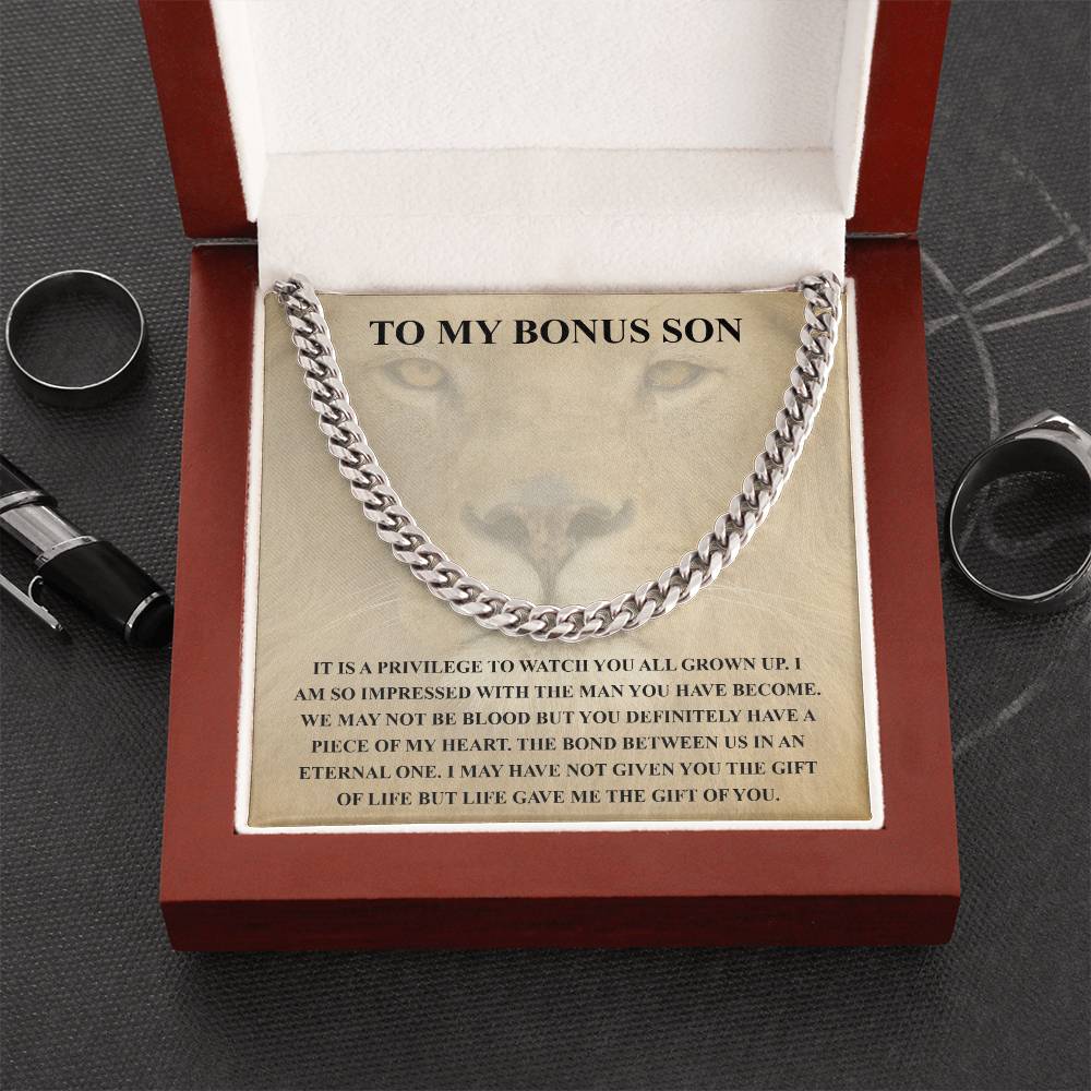 To My Bonus Son Necklace Gift For Step Son Bonus Son Graduation Graduate Gift Fathers Day Father Son Gift Gift From St Cuban Link Chain
