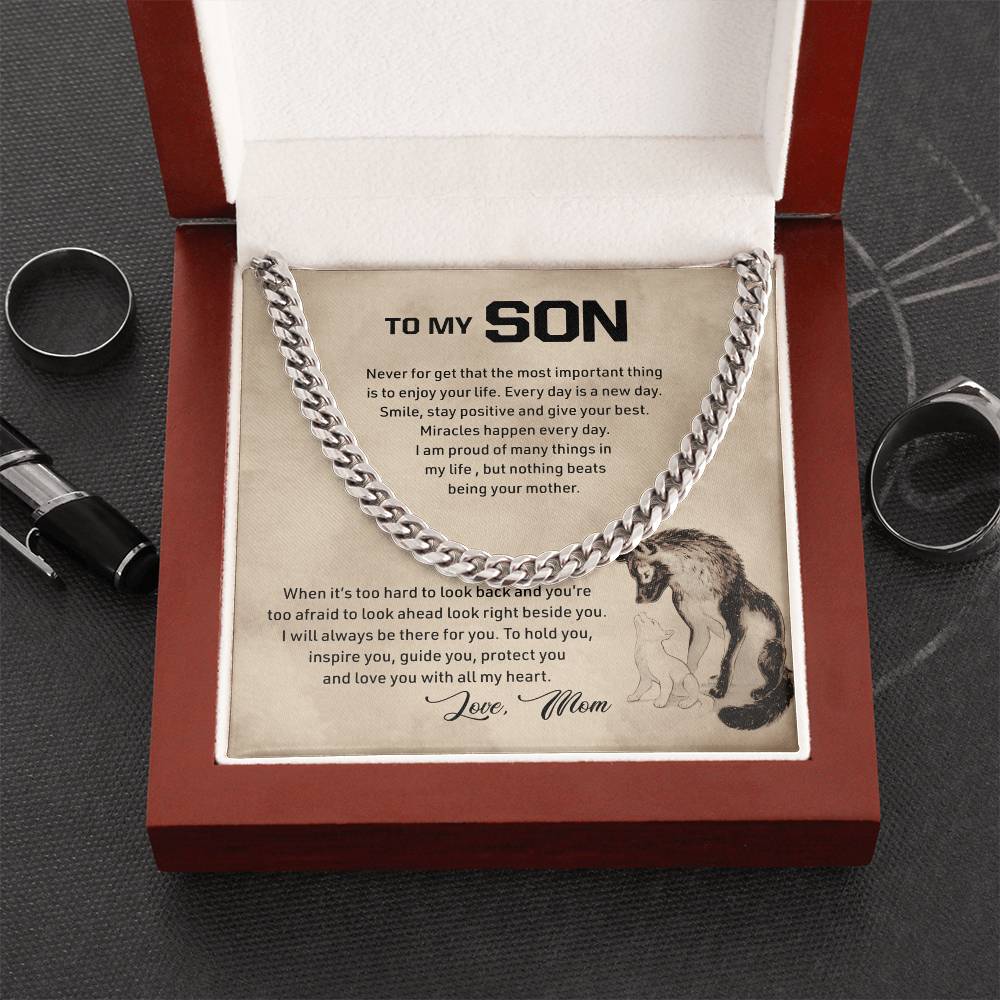 To My Son Cuban Link Chain