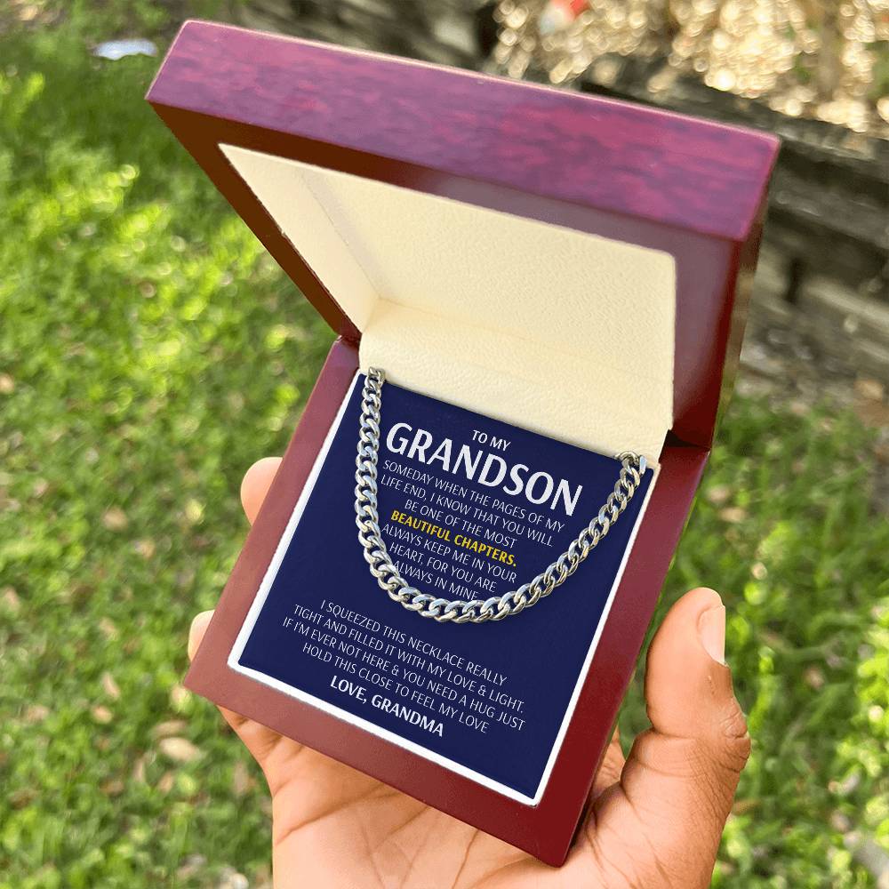 To My Grandson - Beautiful Chapters  Cuban Link Chain Necklace