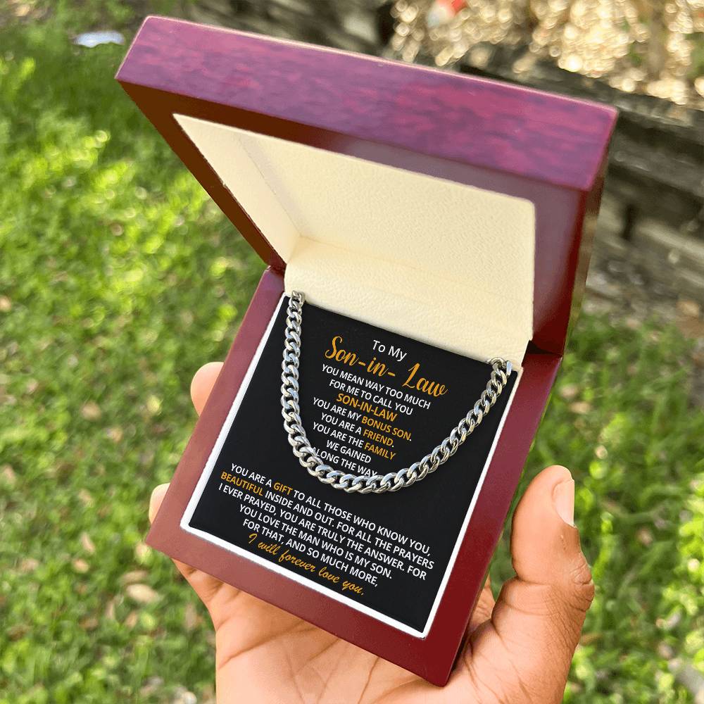 To My Son-In-Law - You Are My Bonus Son  Cuban Link Chain Necklace