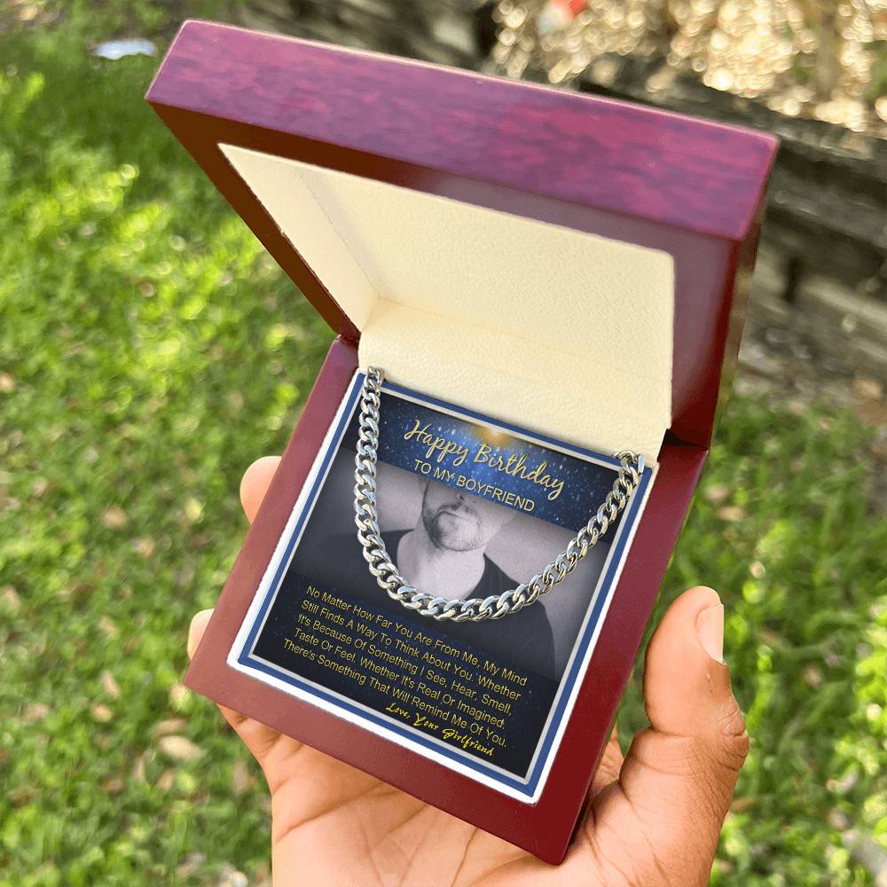 Happy Birthday To My Boyfriend Gifts For Him Cuban Link Necklace Message Card Cuban Link Chain