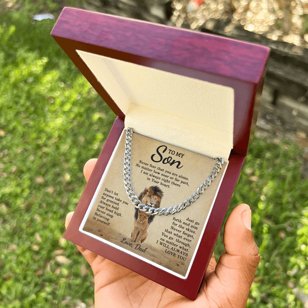 To My Son Cuban Chain Necklace Dad To Son Necklace Sentimental Gift For Son Cuban Link Chain