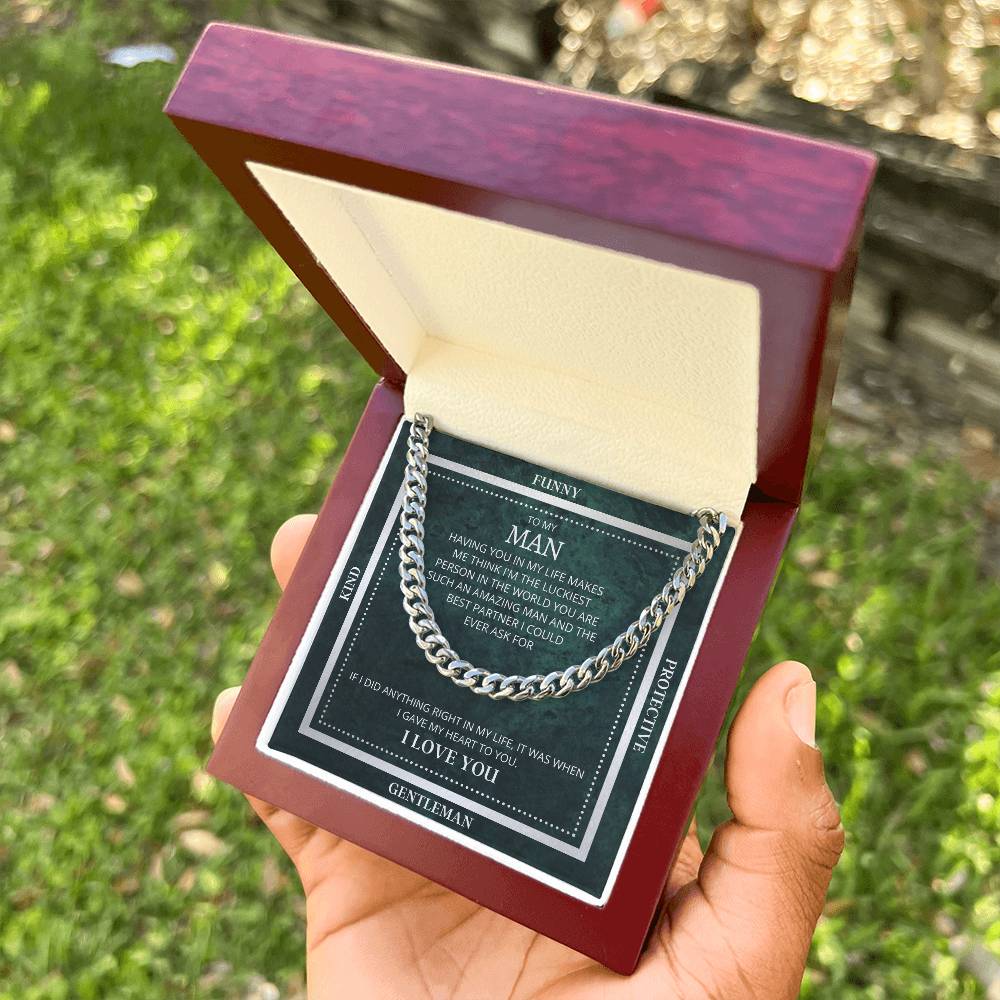 I Gave My Heart To You Cuban Link Chain Necklace Emerald Edition