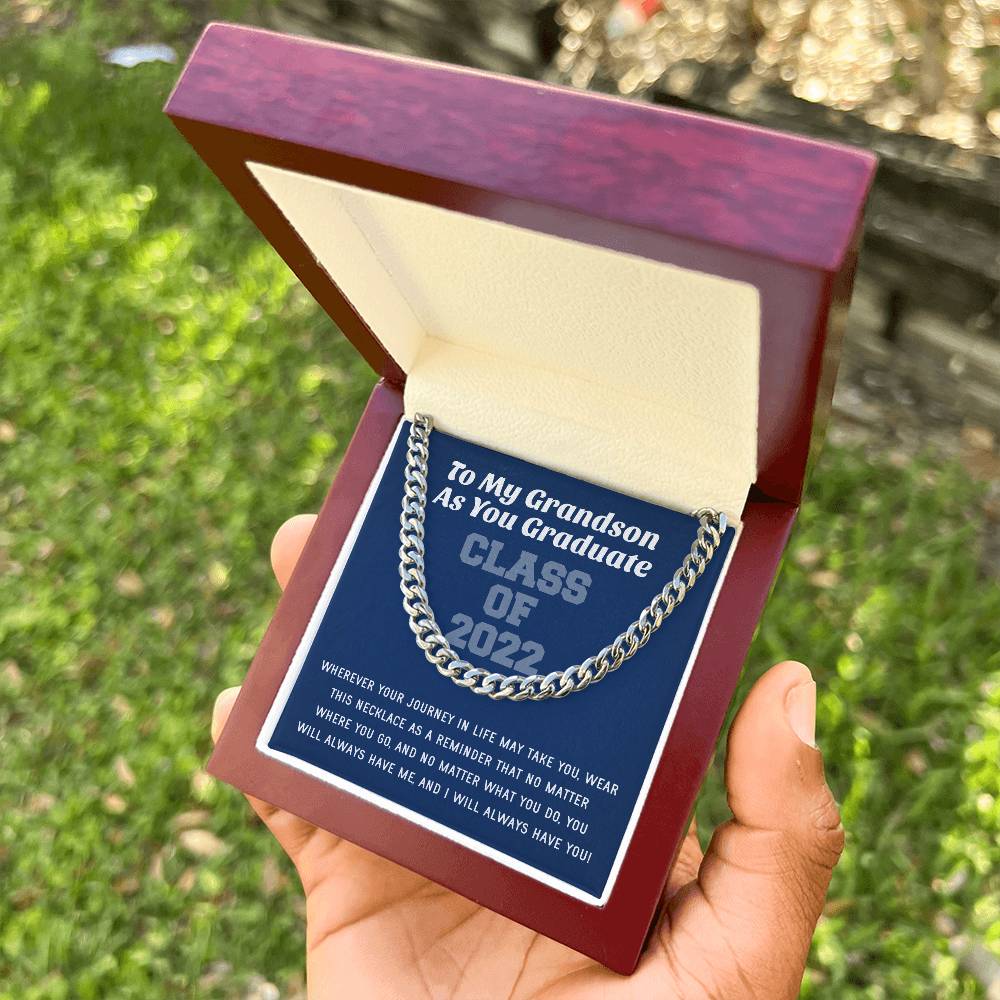 Grandson Graduation Class Of 2022 High School Graduation College Graduation Gift For Grandson Mens Gold Cuban Link Cha Cuban Link Chain