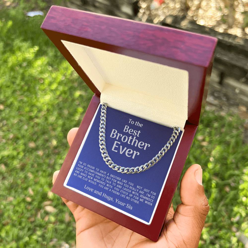 Best Brother Ever Cuban Link Necklace Gift From Sister Cuban Link Chain