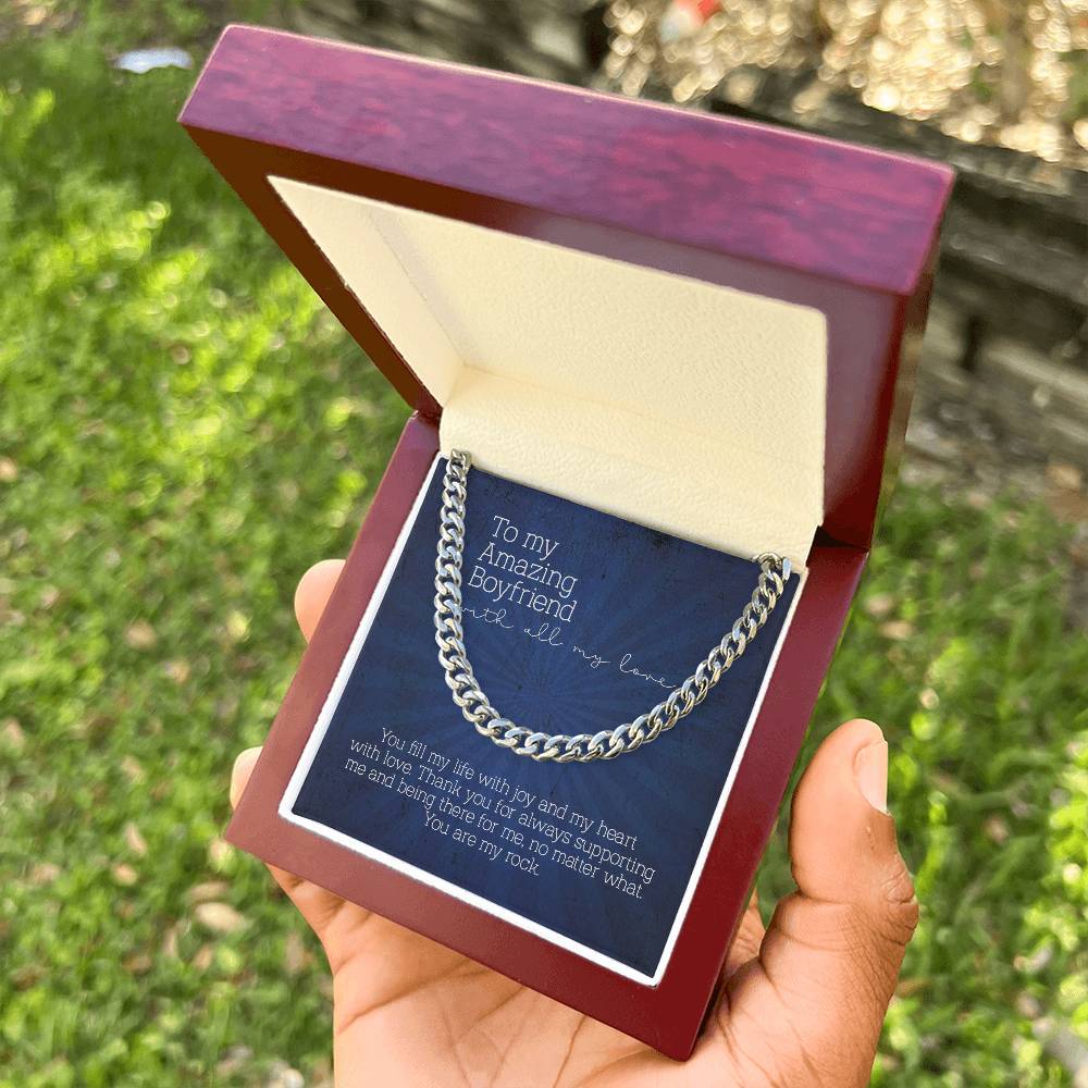 To My Amazing Boyfriend Cuban Link Chain Necklace From Girlfriend Gift For Him