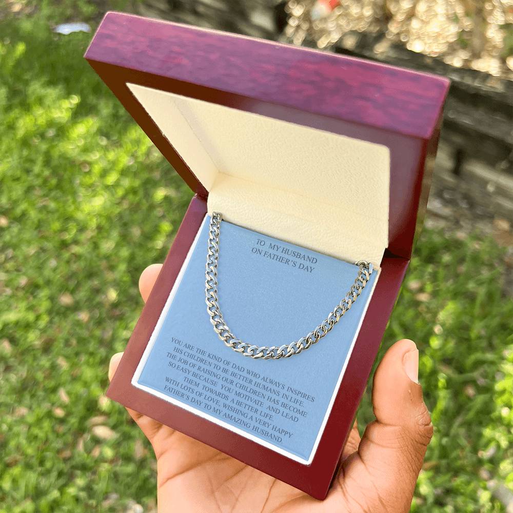 To My Husband On Father's Day Cuban Link Chain