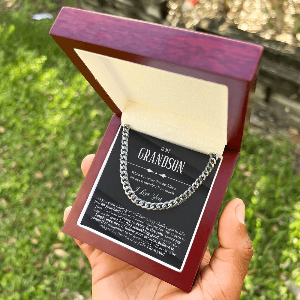 To My Grandson Sentimental Gift For Grandson Grandson Gift From Grandmagrandpa Birthday Graduation Christmas Cuban Link Chain