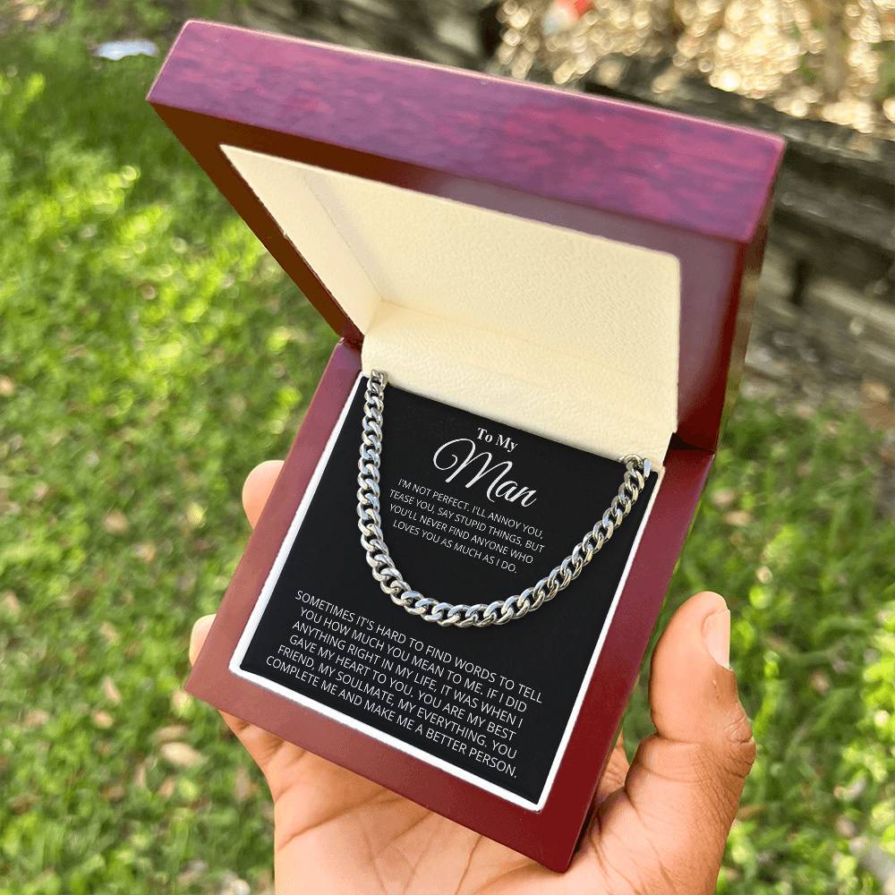 To My Man Chain Necklace Gift For Boyfriend Husband Birthday Gift Anniversary Gift Cuban Link Chain