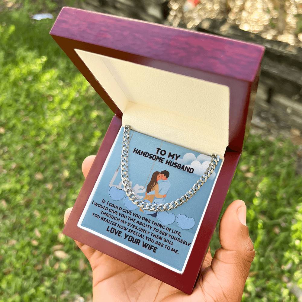 To My Dear Handsome Husband Cuban Link Chain