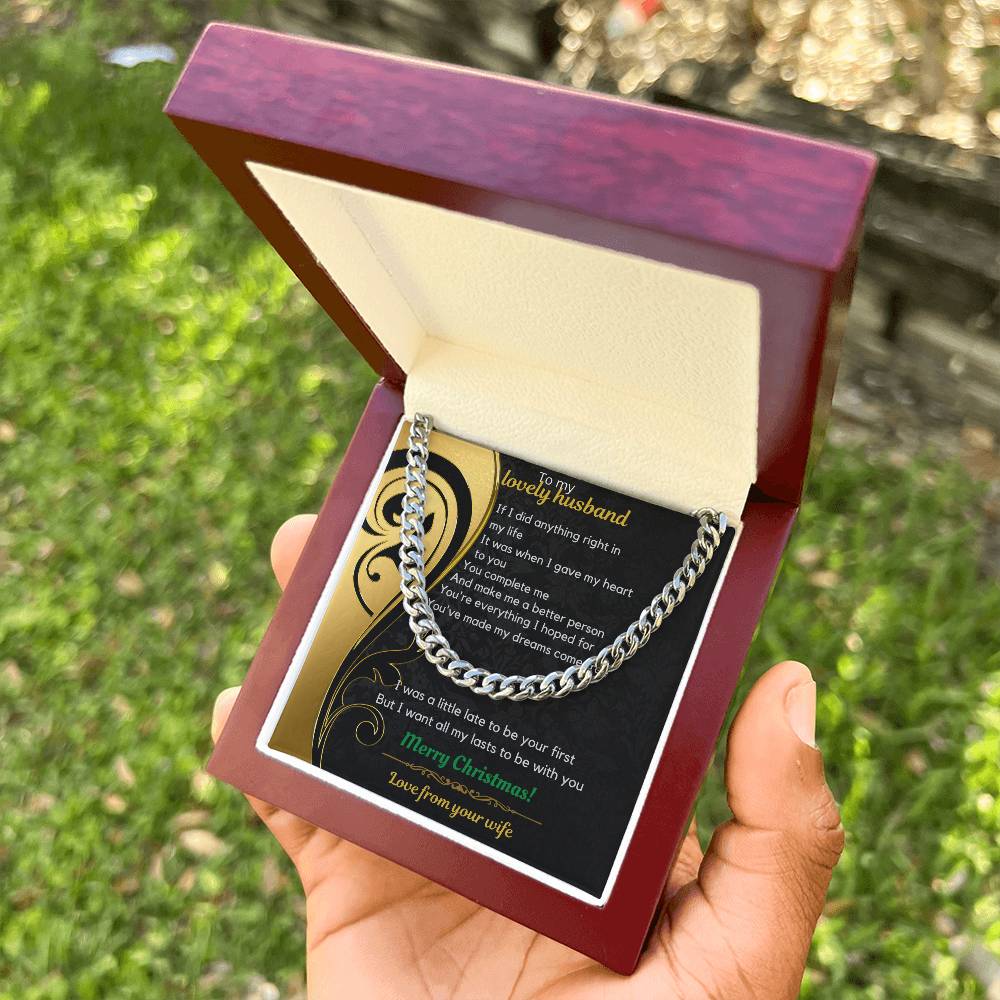 Wife To Husband Christmas Cuban Link Chain Necklace