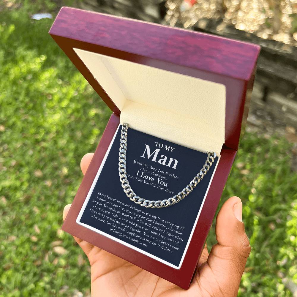 To My Man Cuban Chain Necklace Romantic Birthday Gifts For Husbandboyfriend Gift For Him Christmas Gift Cuban Link Chain