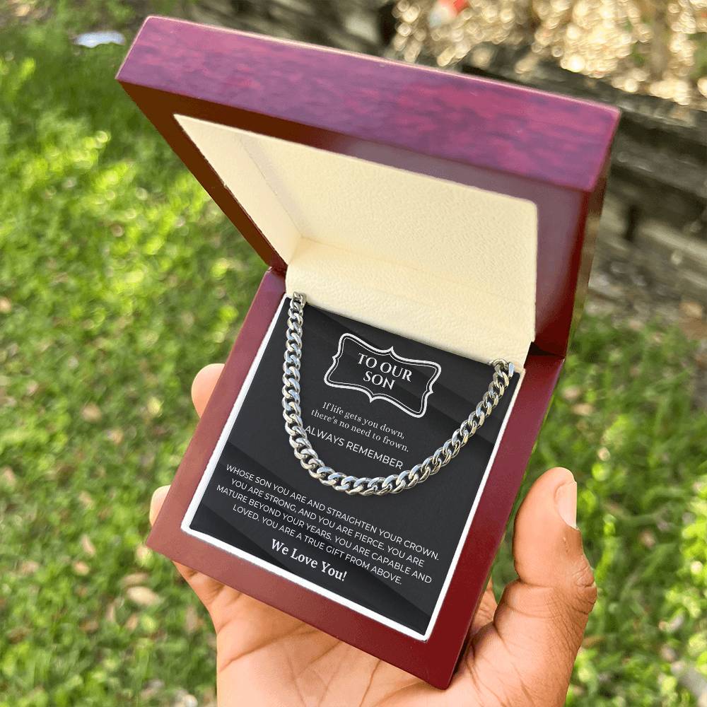 Cuban Chain Necklace Gift For Son From Parents Birthday Gift For Son Encouragement Gift For Son Cuban Link Chain