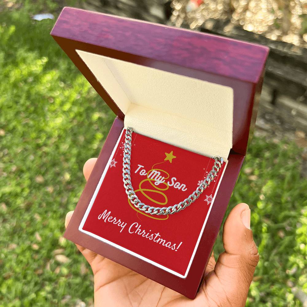 To My Son Merry Christmas Cuban Link Chain
