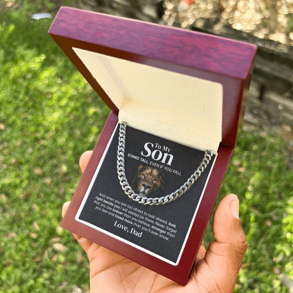 Gift For Son Stand Tall From Dad Cuban Link Chain Necklace