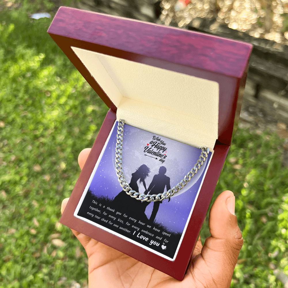 Valentines Day Necklace Gift For Boyfriend Husband Perfect Love Gift For Him Cuban Link Chain