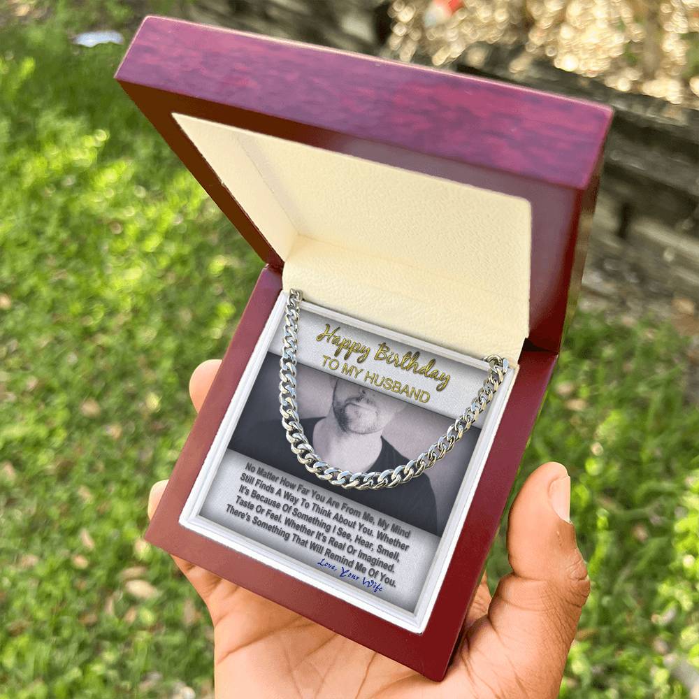 Happy Birthday To My Husband Gift For Him Cuban Link Chain Message Card Gift Box