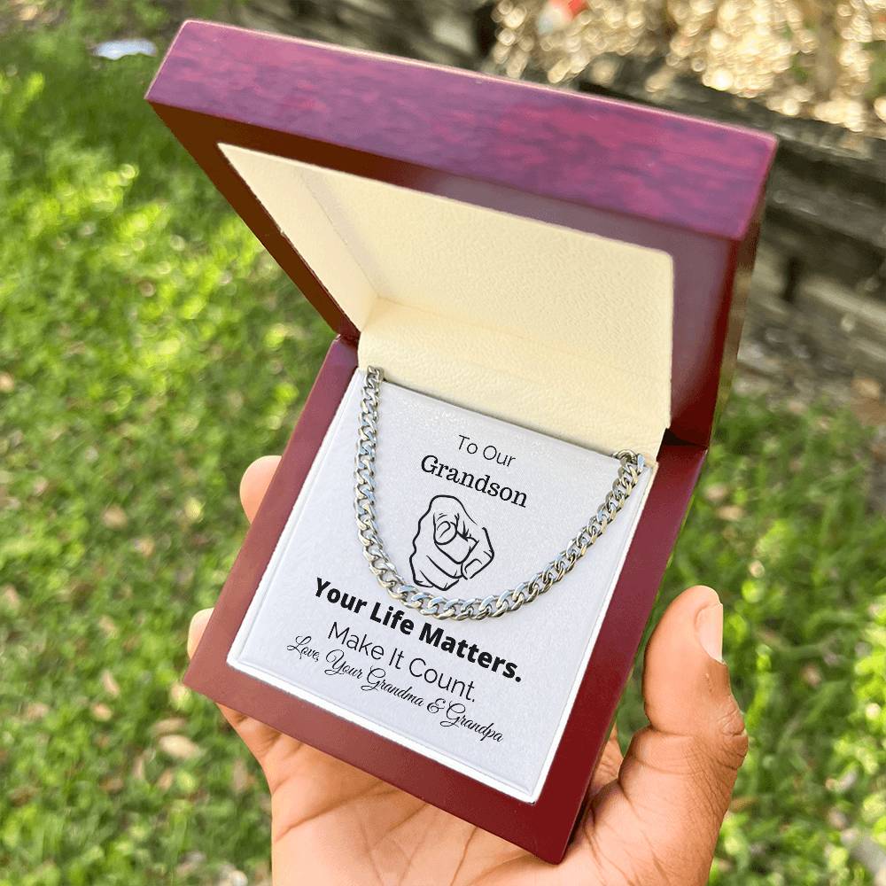 Gifts For Grandson Grandson Gift All Lives Matter Police Lives Matter Motivational Quotes Christian Gifts Sentimental Cuban Link Chain