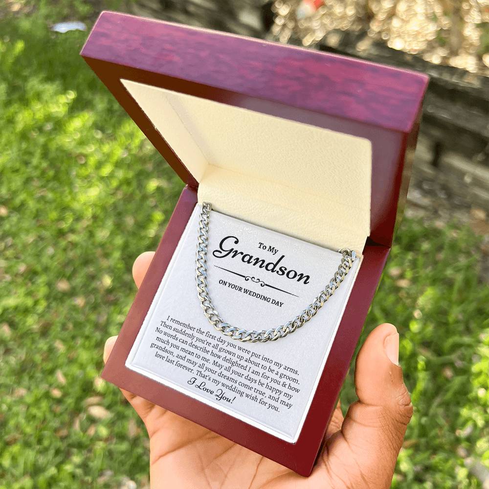 Grandson Wedding Day Gift Gift For Groom From Grandma To My Grandson On His Wedding Day Cuban Link Chain Heartfelt Gif