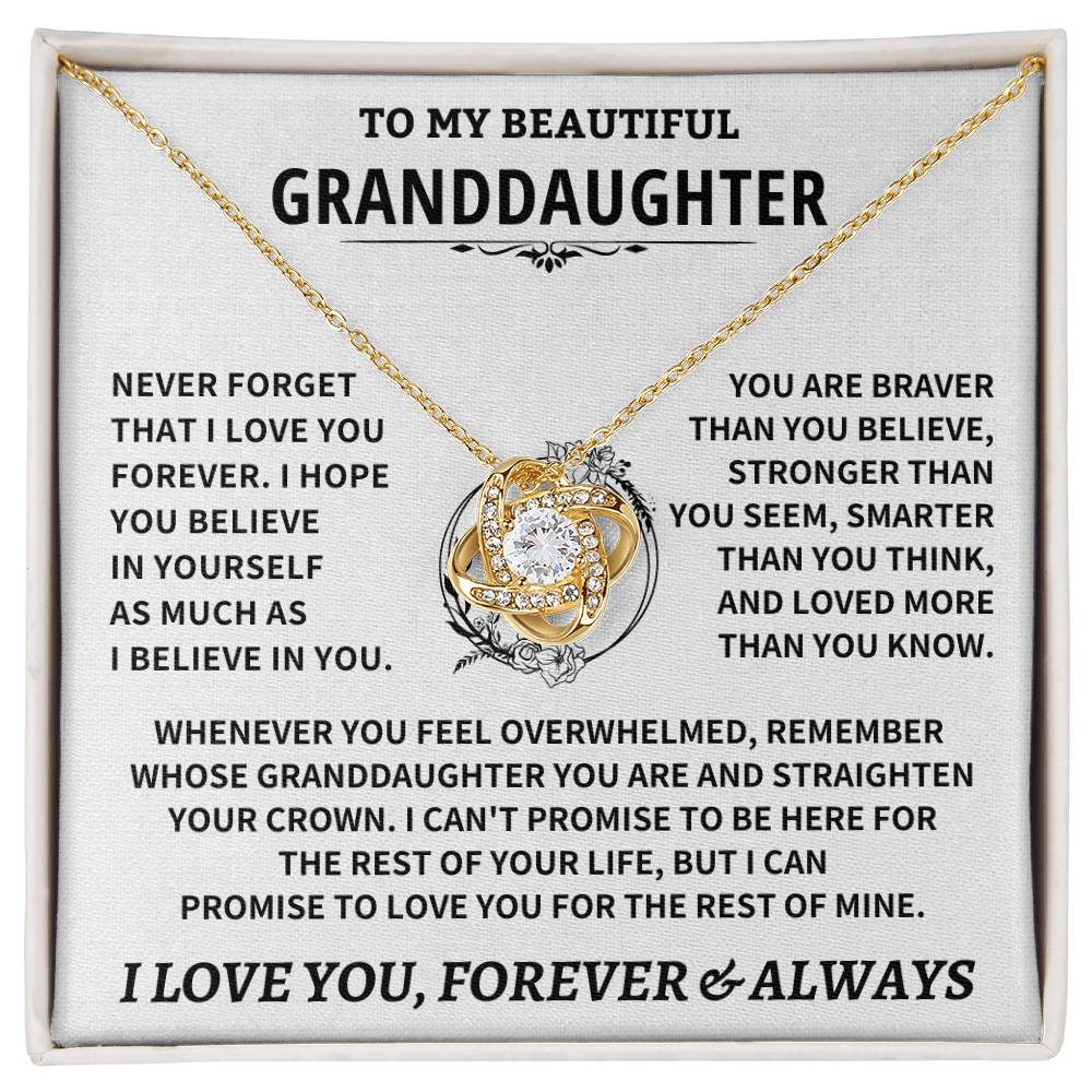 Beautiful Granddaughter Gift Love Knot Necklace