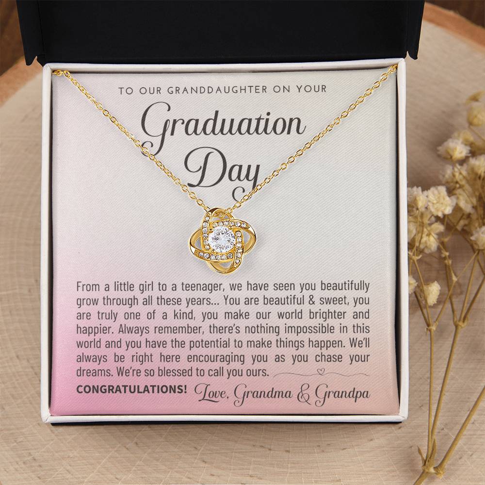 Granddaughter Graduation Gift From Grandma & Grandpa Gift For Granddaughter Graduation Granddaughter Graduation Necklace Lov Love Knot Necklace