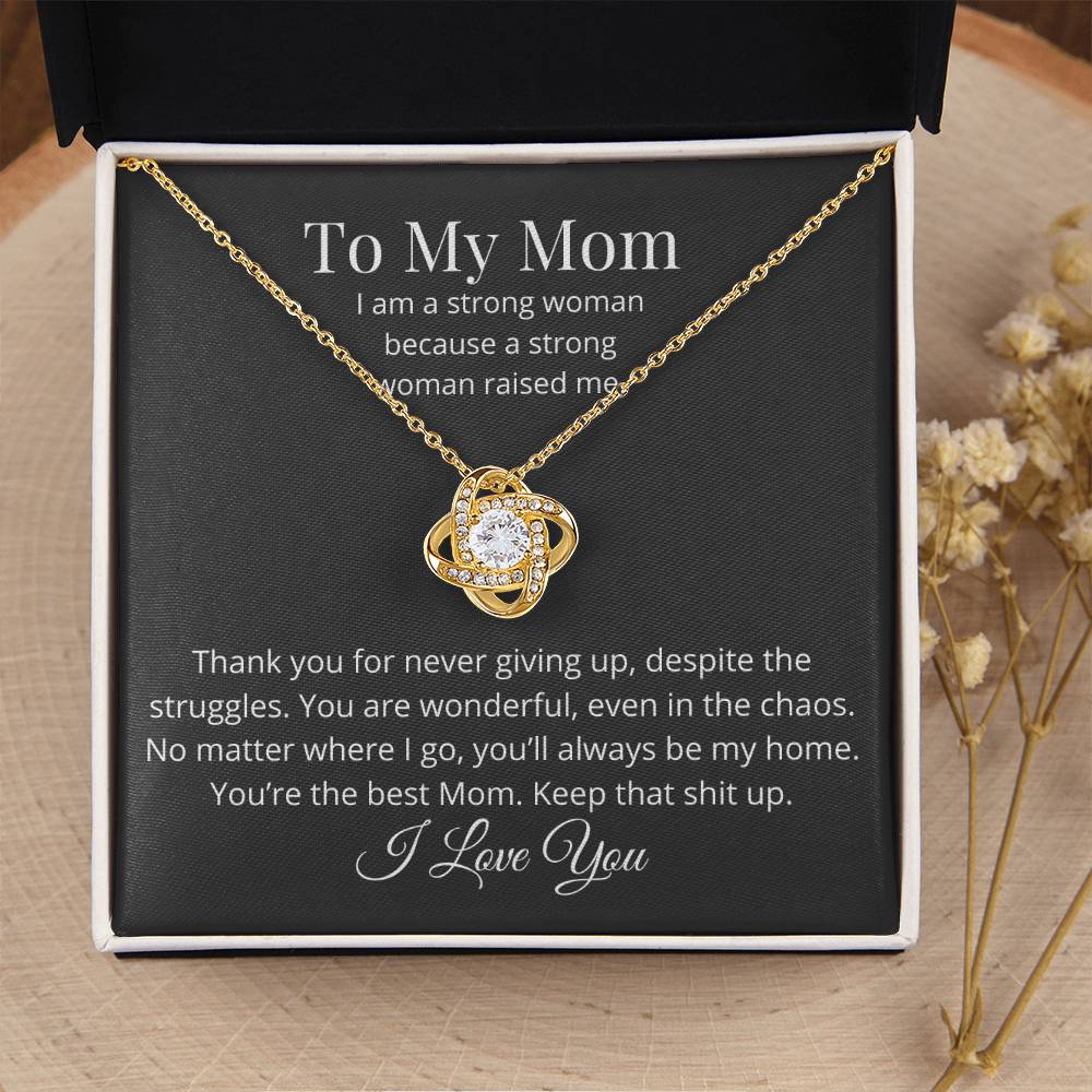 Thank You For Never Giving Up Love Knot Necklace