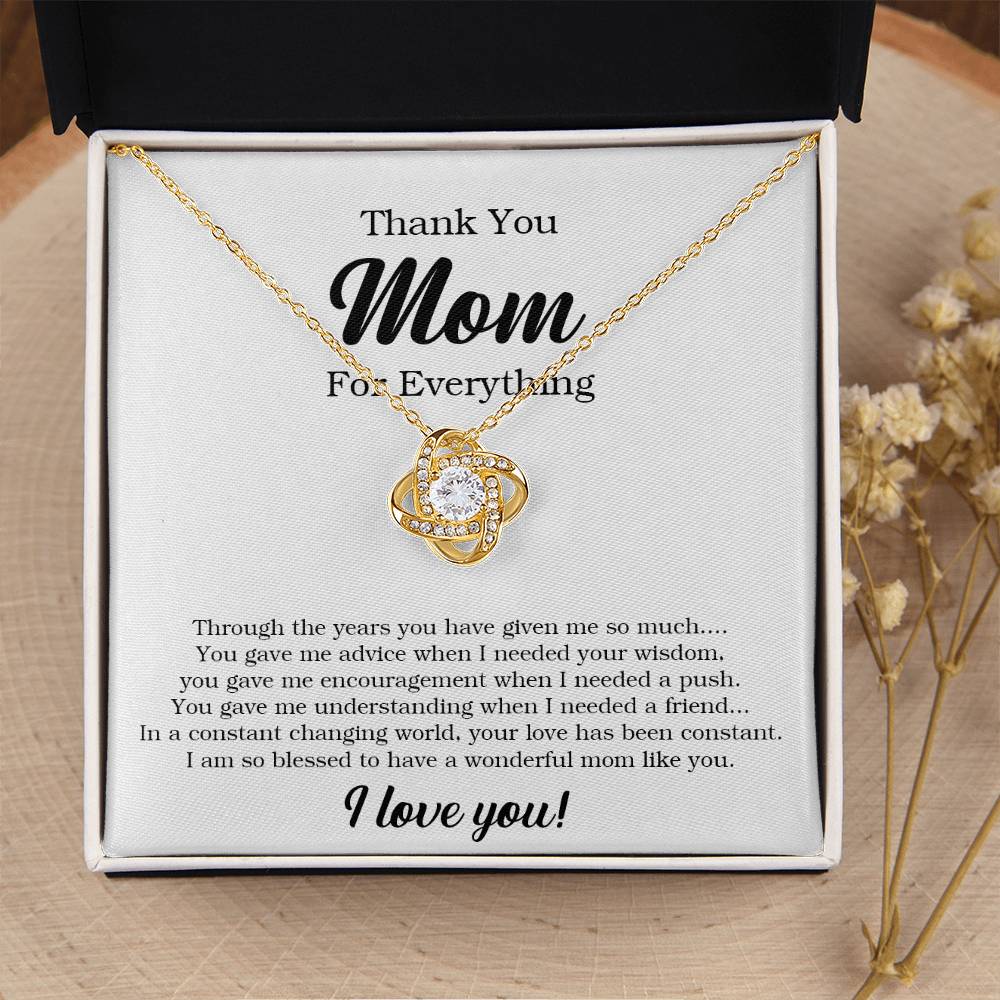 Thank You Mom Necklace Mother's Day Gift From Daughter Son To Mom Mom Necklace Mom Birthday Gift Love Knot Necklace