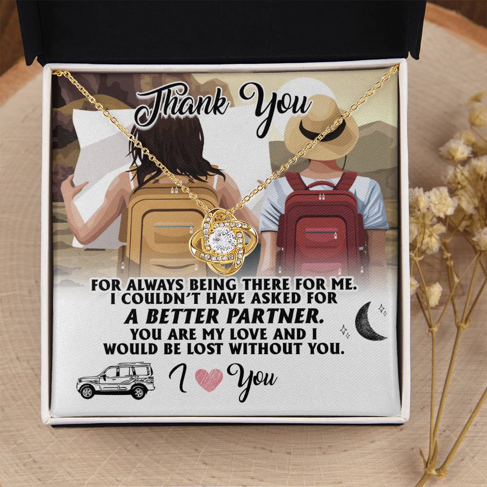 To My Partner Gift Necklace Gift Necklace For Wife Hiking Wife Gift Traveling Wife Love Knot Necklace